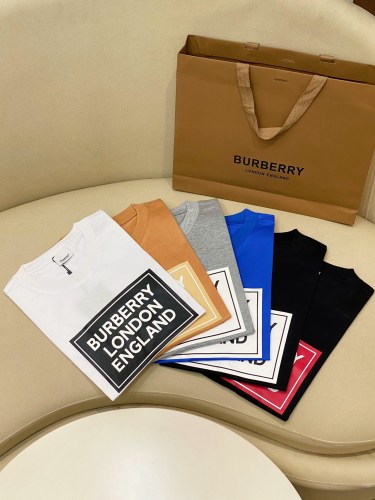 Burberry Micro Label Printed Cotton T-shirt Couple Versatile Short Sleeves