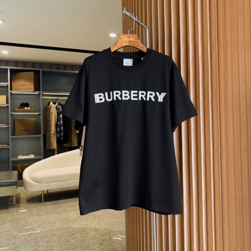 Burberry Classic Micro Label Overlap Printed Cotton Loose Short Sleeves