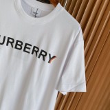 Burberry Classic Micro Label Overlap Printed Cotton Loose Short Sleeves
