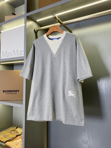 Burberry Classic Fake Two Piece Embroidered Bead Mesh Cotton Polo Shirt