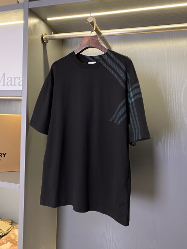 Burberry Classic Plaid Sleeves Short sleeved Unisex Cotton Casual T-shirt