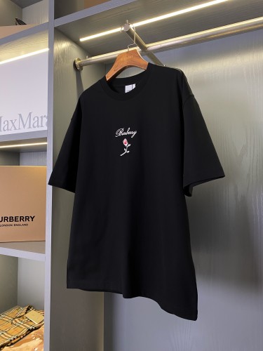 Burberry Rose Embroidered Logo Short Sleeve Couple Casual Loose T-shirt
