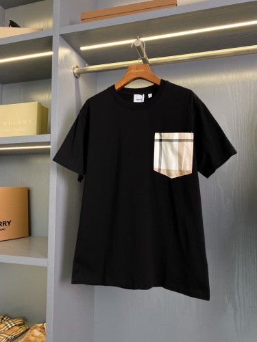 Burberry Classic Plaid Pocket Cotton Loose Short Sleeve Couple Casual Loose T-shirt
