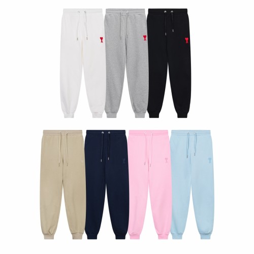 Ami Paris Red Love Sports and Casual Pants Drawstring Guard Pants