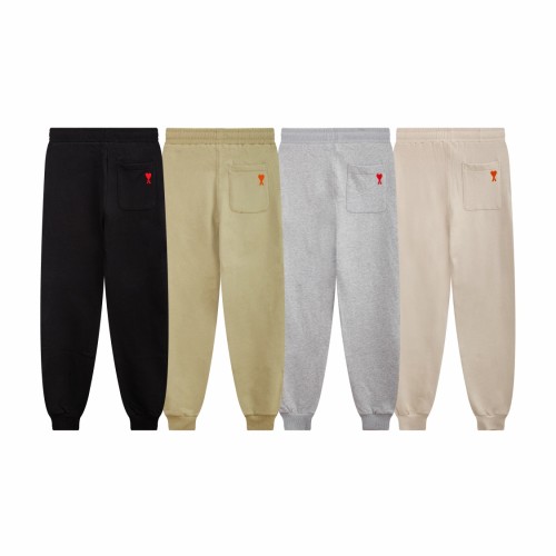 Ami Paris Little Love Casual Pants Back Pocket Embroidered Elastic Waist Sports Pants