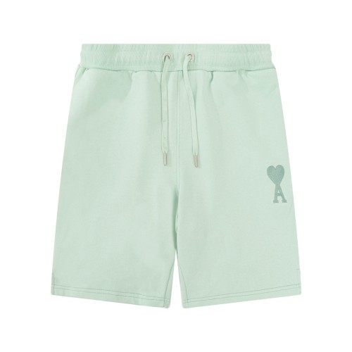 Ami Paris Macaron Love Embroidered Casual Shorts Loose Elastic Waist Sports Pants Capris