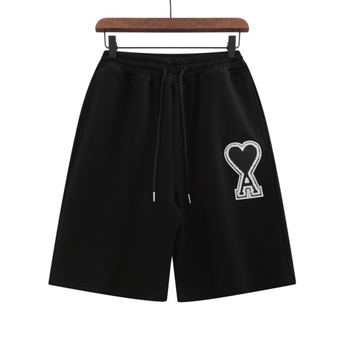 Ami Paris Classic A-line Love Elastic Waist Patch Embroidered Shorts