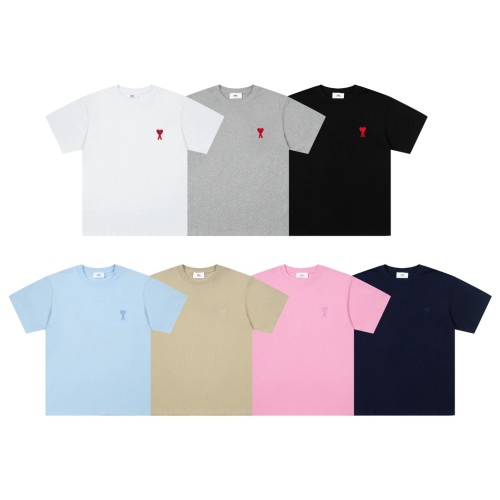 Ami Paris Classic Love Towel Embroidered Short Sleeve Couple Casual T-shirt