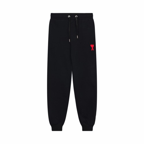 Ami Paris Red Love Sports and Casual Pants Drawstring Guard Pants