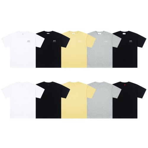 Ami Paris Classic Small Letter Round Neck Short Sleeve Couple Casual T-shirt