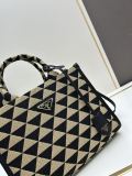 Prada New Embroidered Fabric Tote Bag Size: 28 x 22 x 9cm