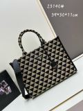 Prada New Embroidered Fabric Tote Bag Size: 39 x 30 x 11cm