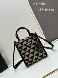 Prada New Embroidered Fabric Tote Bag Size: 17 x 18 x 6cm
