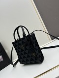 Prada New Embroidered Fabric Tote Bag Size: 17 x 18 x 6cm