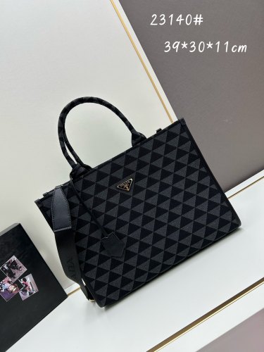 Prada New Embroidered Fabric Tote Bag Size: 39 x 30 x 11cm