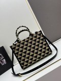 Prada New Embroidered Fabric Tote Bag Size: 28 x 22 x 9cm