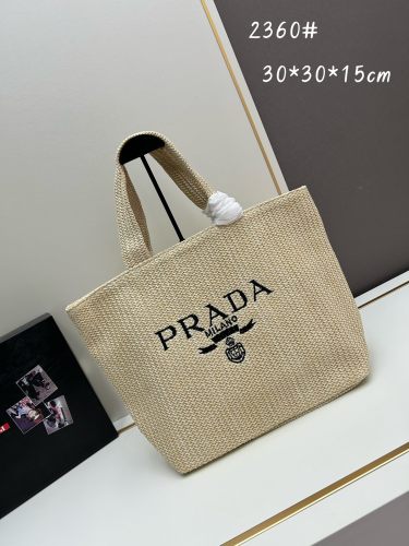 Prada New Hollow Grass Woven Tote Bag
