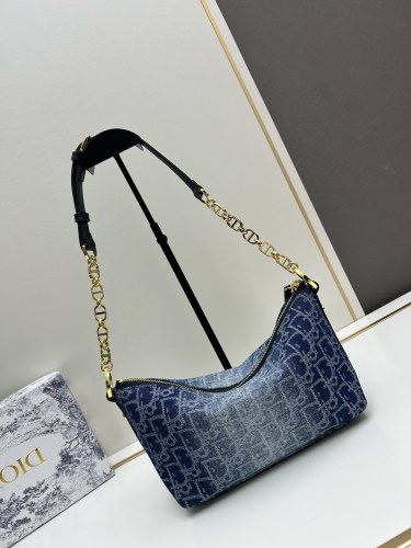 Dior Classic Hobo Cowboy Logo Jacquard Chain Handbag Book Tote Size: 28.5 x 14.5 x 10 CM