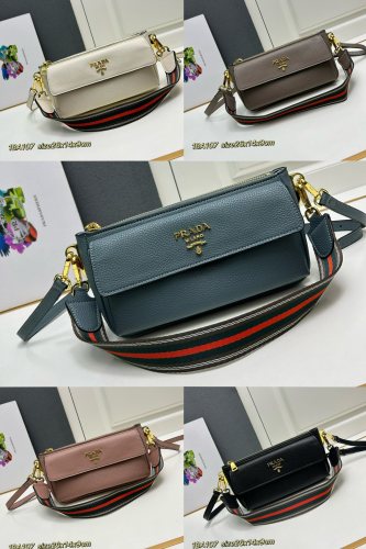 Prada Fashion Litchi Pattern Cowhide Flip Bag Size: 26x14x9cm