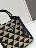 Prada New Embroidered Fabric Tote Bag Size: 17 x 18 x 6cm
