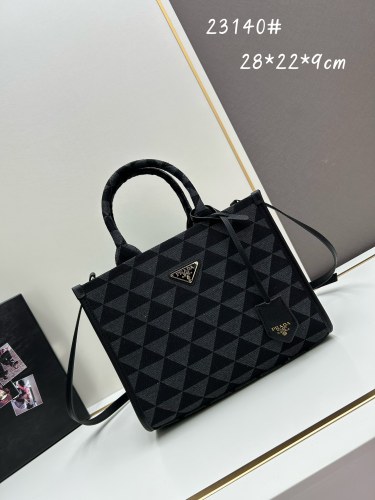 Prada New Embroidered Fabric Tote Bag Size: 28 x 22 x 9cm