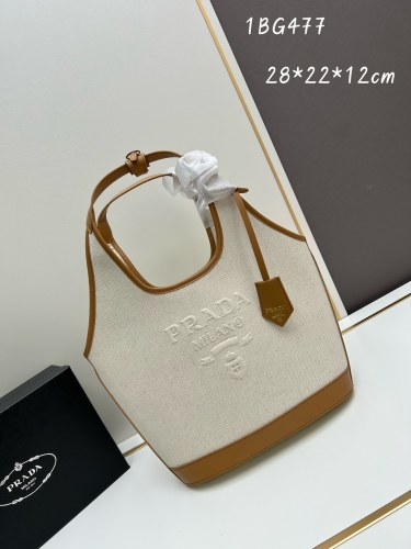 Prada New Linen Canvas Handbag Size: 28 x 22.5 x 12.5 CM