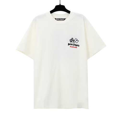 Palm Angels Embroidered Racing Letters T-shirt Unisex Casual Cotton Short Sleeves