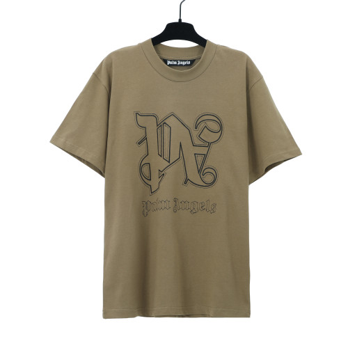 Palm Angels Classic Embroidered Logo Print T-shirt Unisex Casual Cotton Short Sleeves