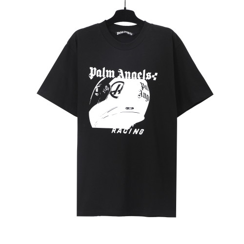 Palm Angels Racing Print T-shirt Unisex Casual Cotton Short Sleeves