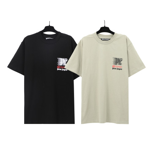 Palm Angels Racing Print T-shirt Unisex Casual Cotton Short Sleeves