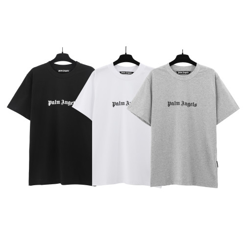 Palm Angels Classic Minimalist Letter Print T-shirt Unisex Casual Loose Short Sleeves