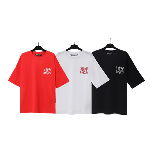 Palm Angels Classic Embroidered Logo Letter T-shirt Unisex Casual Loose Short Sleeves