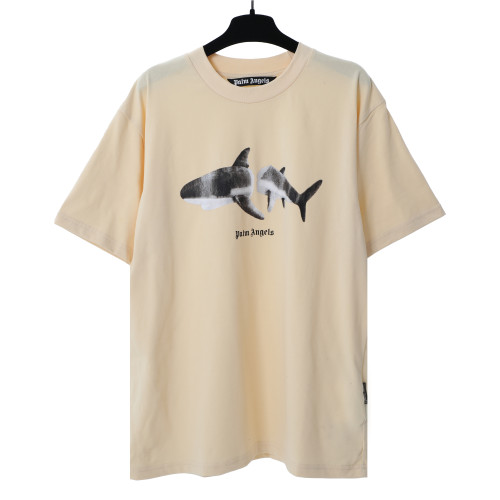 Palm Angels Broken Tail Shark Print T-shirt Unisex Casual Loose Short Sleeves
