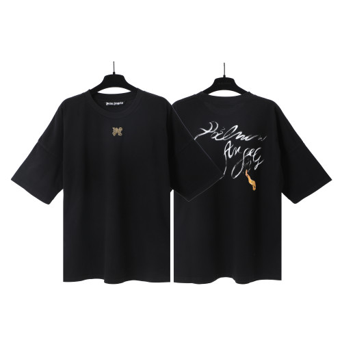 Palm Angels Smoke Letter Logo Short Sleeve Unisex Casual Washed  T-Shirt