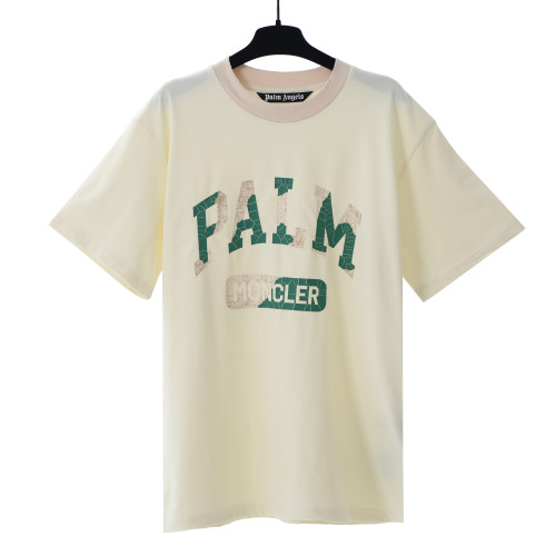 Palm Angels Logo Printed Contrast T-shirt Couple Casual Loose Short Sleeves