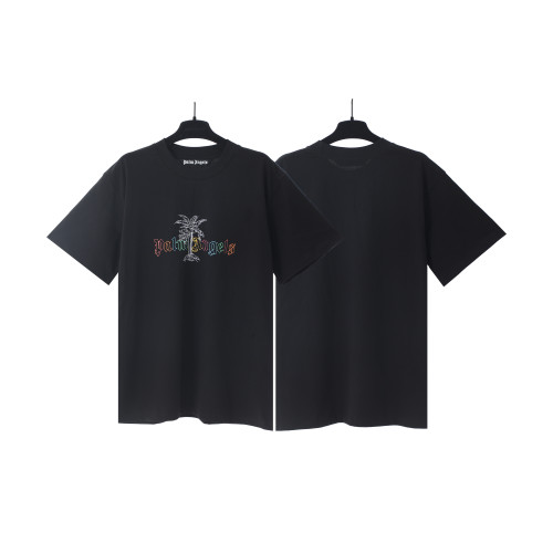 Palm Angels Coconut Tree Colorful Logo Print T-shirt Unisex Casual Loose Short Sleeves