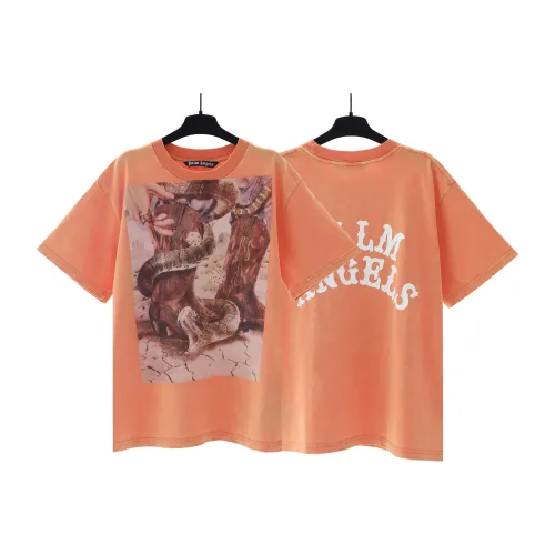 Palm Angels High Street Print Hole T-shirt Unisex Casual Loose Short Sleeves