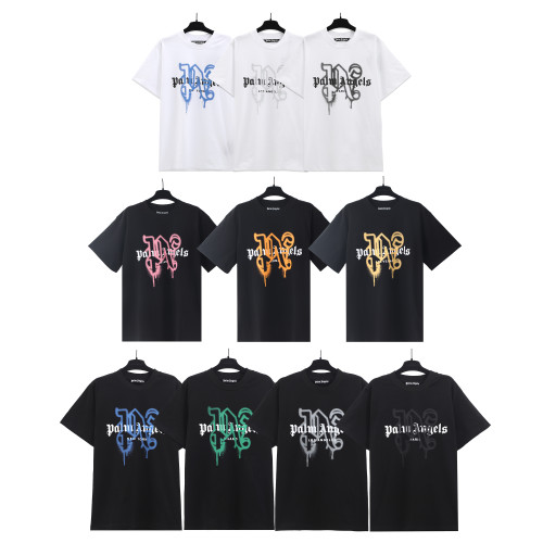 Palm Angels Personality Letter Loog Print T-shirt Unisex Casual Versatile Short Sleeves