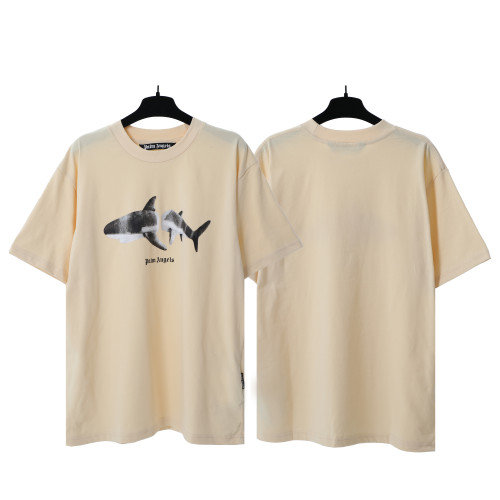 Palm Angels Broken Tail Shark Print T-shirt Unisex Casual Loose Short Sleeves