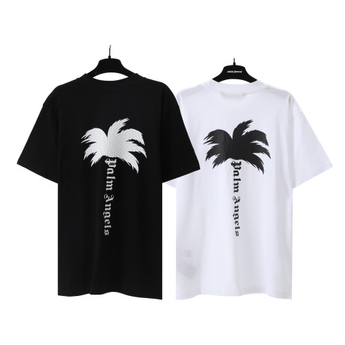 Palm Angels Letter Coconut Print T-shirt Unisex Casual Loose Short Sleeves