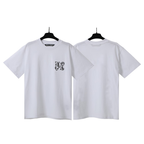 Palm Angels Embroidered Logo T-shirt Unisex Casual Loose Short Sleeves