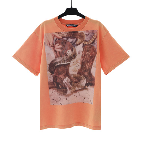 Palm Angels High Street Print Hole T-shirt Unisex Casual Loose Short Sleeves