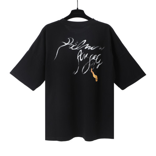 Palm Angels Smoke Letter Logo Short Sleeve Unisex Casual Washed  T-Shirt