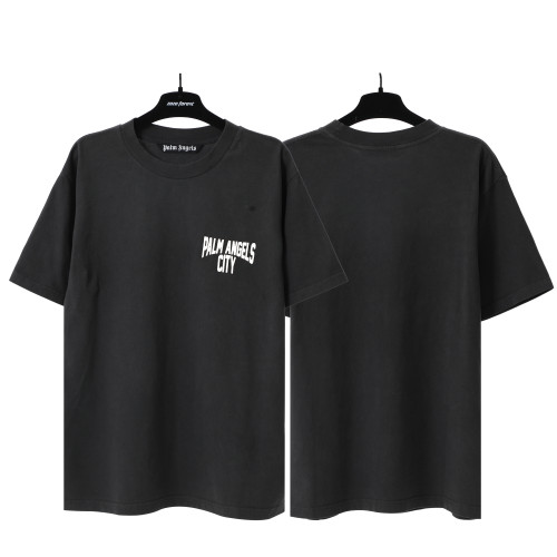 Palm Angels Letter Offset Wash T-shirt Unisex Casual Loose Short Sleeves