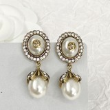 Gucci Oval Pearl Stud Earrings Fashion Simple Eardrop