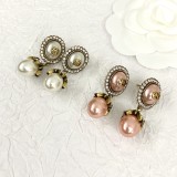 Gucci Oval Pearl Stud Earrings Fashion Simple Eardrop