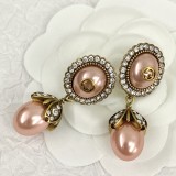 Gucci Oval Pearl Stud Earrings Fashion Simple Eardrop