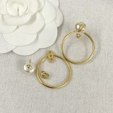 Louis Vuitton Fashion Simple Circle Letter Pearl Stud Earrings
