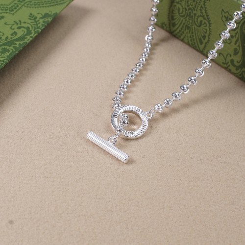Gucci OT Bead Silver Pendant Fashion Simple Necklace Length:40CM