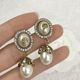 Gucci Oval Pearl Stud Earrings Fashion Simple Eardrop